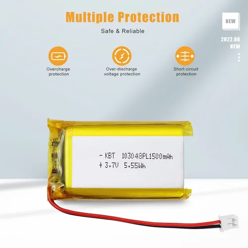 Miniatura 3 de KBT 2Pack 1500mAh 103048 Polymer Ion Battery 3.7V Rechargeable LiPo Battery with JST PH 2.0mm-2Pin Connector for RC Toy, Small Speaker, DIY
