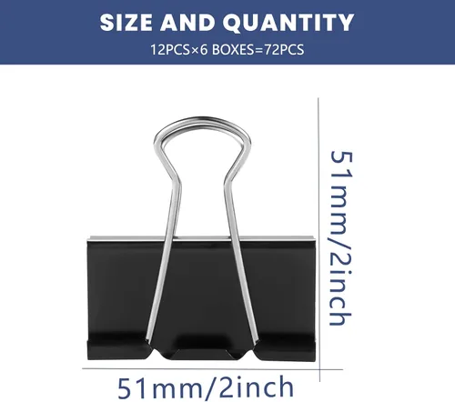 Miniatura 7 de 72 piezas de clips de carpeta extra grandes de 2 pulgadas, clip de papel grande, clips de papel jumbo a granel, abrazadera de papeleo grande