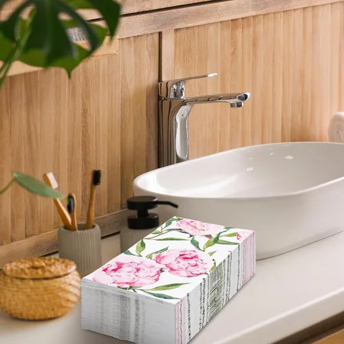Miniatura 6 de 50 servilletas de papel desechables con diseño floral de primavera, toallas de mano para baño, boda, fiesta de cumpleaños, suministros de mesa