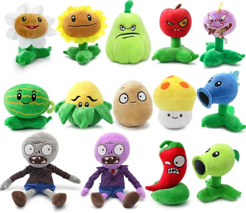 Maikerry 14 piezas de conjuntos de peluches PVZ, juguetes de peluche, figuras suaves, excelentes regalos de cumpleaños para niños y niñas
