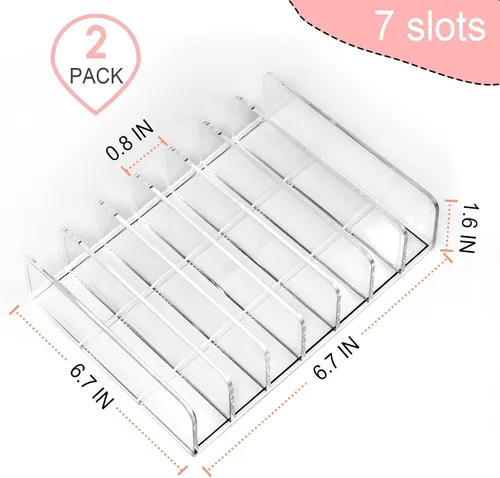 Miniatura 2 de Vowcarol Organizador de paleta de sombras de ojos, acrílico de 7 secciones divididas para paleta de maquillaje, soporte organizador - transparente