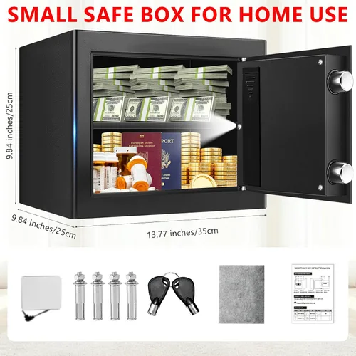 Miniatura 2 de Caja fuerte pequeña de 1.3 Cub para uso doméstico, a prueba de fuego y agua, caja de seguridad digital ignífuga con cerradura de combinación