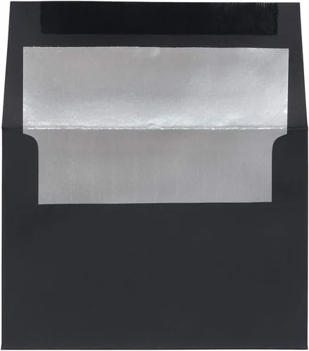 Miniatura 29 de JAM PAPER Sobres de invitación forrados de papel de aluminio de 3 7/8 x 8 1/8, color blanco con lámina dorada, paquete de 50 unidades Papel dorado