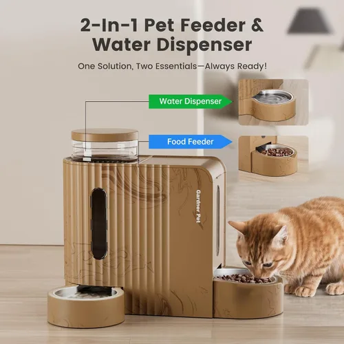 Miniatura 2 de Gardner Pet Gravity Comedero Automático 2 en 1 para Mascotas, Comedero para Gatos de 0.8 Galones*2 y Conjunto Dispensador de Agua, Tazón de Agua
