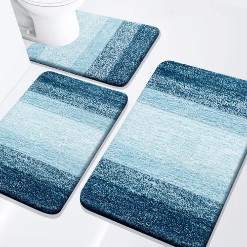 Miniatura 55 de Arotive - Juego de alfombras de baño de 3 piezas, alfombras de baño extra suaves y absorbentes, alfombrillas de baño lavables a máquina y que se