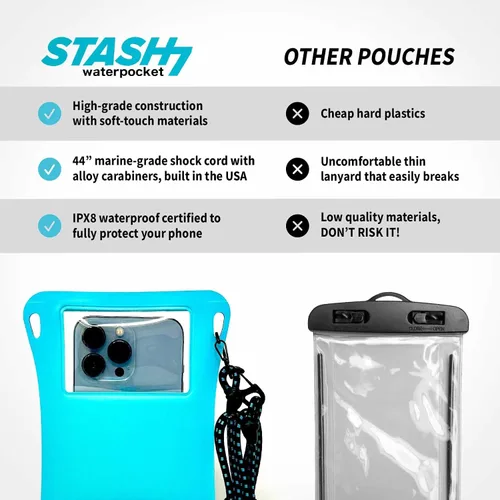 Miniatura 3 de Stash7 Funda impermeable para teléfono con cordón largo IPX8 Adventure Grade Bolsa seca para teléfono celular, compatible con iPhone 15 Pro Max