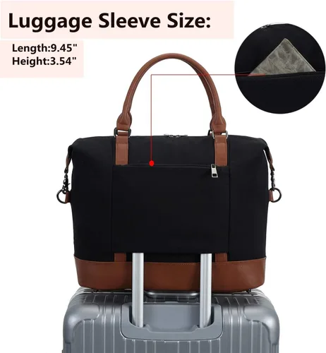 Miniatura 26 de BLUBOON Bolsas de viaje con cremallera, bolsa de lona para mujer, bolsa de fin de semana para mujer, bolsa de lona para llevar en la bolsa de lona