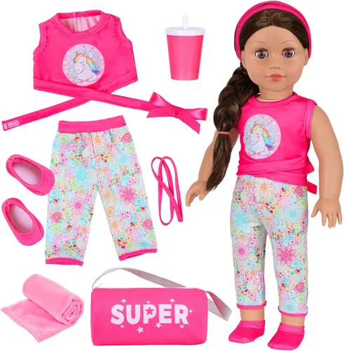 Miniatura 8 de ZITA ELEMENT Juego de 14 piezas de accesorios de maquillaje para muñeca de 18 pulgadas con vestido para muñeca de la generación, juego de maquillaje