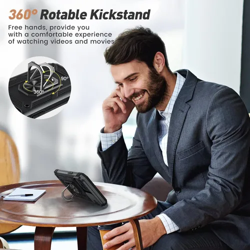 Miniatura 4 de Goton Funda para iPhone 14 Plus con Protector de Pantalla - Funda con Cubierta Deslizante para Cámara con Soporte de Anillo, Resistente de Grado