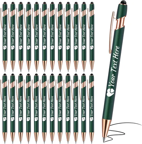 Miniatura 11 de Bolígrafos personalizados con lápiz capacitivo, bolígrafos con nombre impresos personalizados con tinta negra, impresos con tu logotipo o mensaje