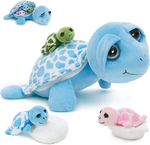 Miniatura 18 de MorisMos - Animales de peluche de lagarto, mamá camaleón gigante de 27 pulgadas con 4 lagartos bebés, juguetes para niños y niñas, mamá iguana