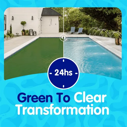 Miniatura 4 de Eeziblue Paquete mensual de algicidas para piscina Refuerzo de piscina para todas las algas en piscinas sobre el suelo y en el suelo, paquete de 4