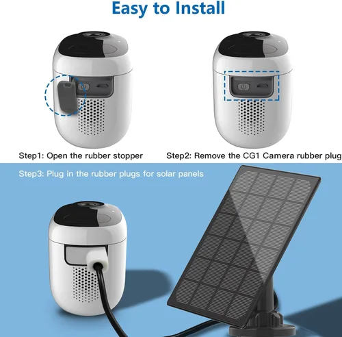 Miniatura 3 de Paneles solares para cámara de seguridad inalámbrica para exteriores, panel solar impermeable compatible con batería recargable de 3 V CC, cable