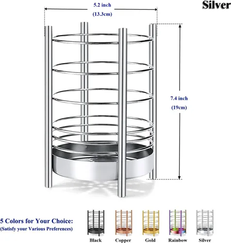 Miniatura 2 de Soporte para utensilios de cocina para encimera de cocina, utensilios de acero inoxidable, organizador de almacenamiento de utensilios, soporte