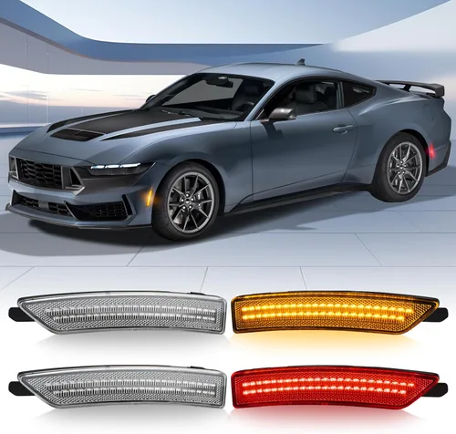 Miniatura 9 de Luces de posición laterales LED D-Lumina de doble fila en blanco, compatibles con Ford Mustang 2010-2014, lente ahumada, marcadores laterales