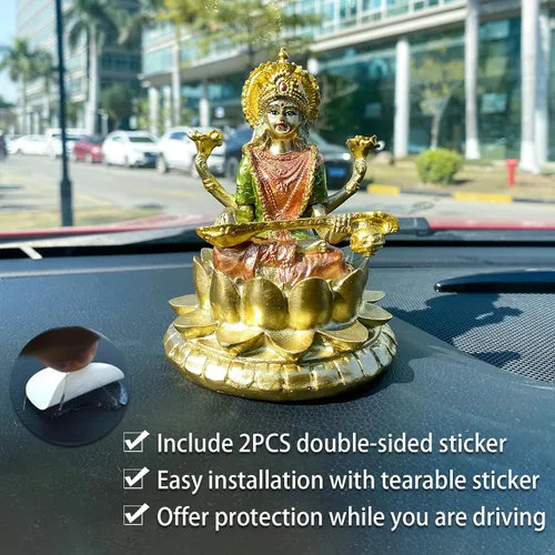 Miniatura 2 de alikiki Estatua de la diosa hindú Saraswati – 4.4 pulgadas de alto, escultura de ídolo de Saraswati, regalos para el templo indio Mandir Pooja