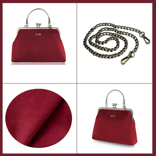 Miniatura 62 de Bolso floral con asa superior, bolso de noche Kiss Lock para mujer, bolso vintage