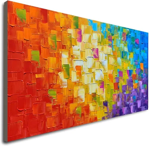 Seekland Art Pintura al óleo pintada a mano con textura sobre lienzo, arte abstracto para pared, arte decorativo contemporáneo, enmarcado, listo
