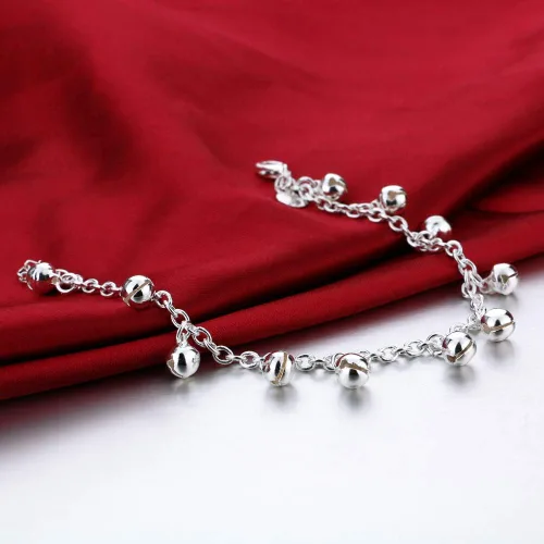 Miniatura 5 de H&Beautimer Tobillera de plata de moda con linda cadena de pie de campana para mujer, pulsera de tobillo de playa con cierre de langosta ajustable