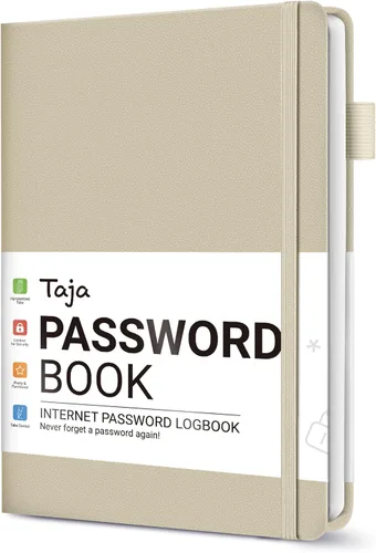 Miniatura 85 de Taja - Libreta de contraseñas con pestañas alfabéticas para personas mayores, cuaderno de contraseñas y registro detallado de direcciones de sitios