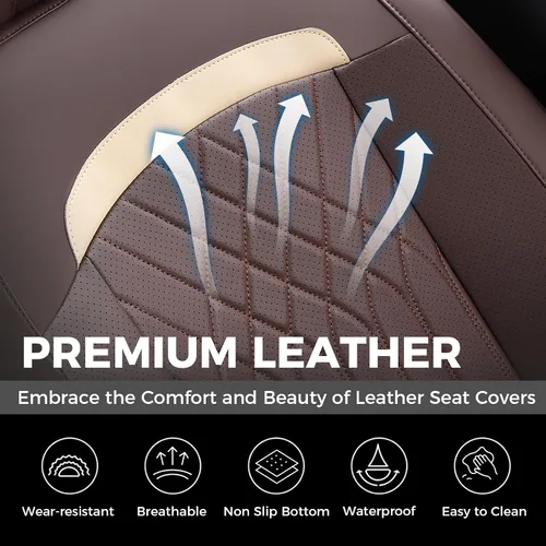 Miniatura 5 de FLORICH Fundas de asiento delantero de automóvil, fundas de asiento de cuero para automóviles, protector de asiento de automóvil, impermeable
