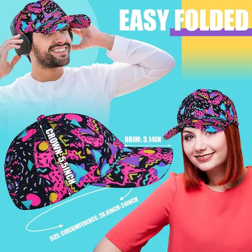 Miniatura 2 de Sotiff Riñonera de 2 piezas de los años 80 y 90 para mujeres y hombres, traje de los años 90, sombrero de cintura ajustable, bolsa retro