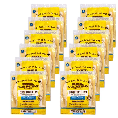 Miniatura 8 de Del Campo Soft Corn Tortillas - 8 Pulgadas Redondo 100% natural, libre de gluten y todo el maíz auténtica comida mexicana. Muchas opciones