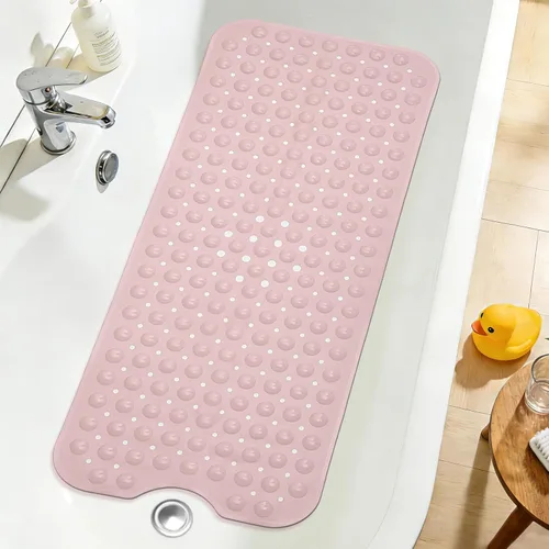 Miniatura 44 de Tapete de ducha negro antideslizante de 17 x 30 pulgadas, tamaño estándar, tapete de baño de burbujas suaves para ducha interior, tapete de baño