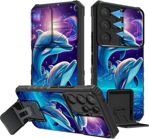 Miniatura 364 de Funda para Samsung Galaxy S22 Ultra 5G, Galaxy S22 Ultra con cubierta de cámara deslizante, funda resistente de doble capa con función atril Black