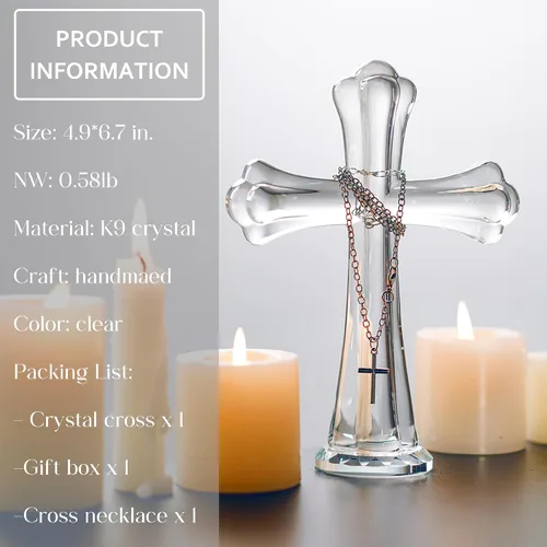 Miniatura 3 de H&D HYALINE & DORA Hecho a mano 5.5 pulgadas cristal cruz santa cruz coleccionable cruces irlandesas figurita para decoración de mesa del hogar