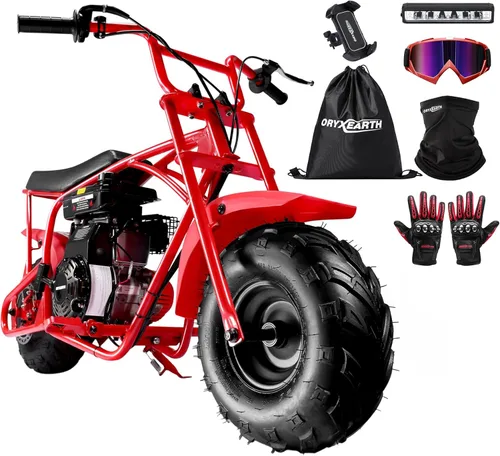 Miniatura 11 de Oryxearth Mini bicicleta de tierra todoterreno de 105cc de 4 tiempos, 28mph, a gasolina con transmisión automática y arranque de tirón para adultos