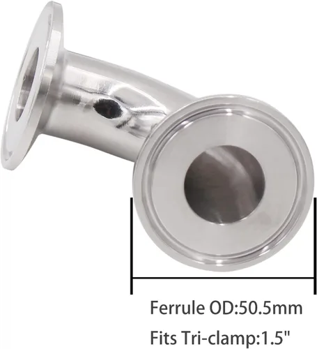 Miniatura 2 de DERNORD Paquete de 2 tubos de 1 "OD codo de 90 grados de montaje de tubería sanitaria SS304 Tri Clamp 1.5 pulgadas