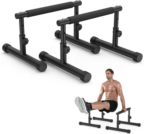 IMAYCC Push Up Bar, Adjustable 7.5" and 10.6" High Parallettes Bars & Dip Bar With Full-Cover Foam Grips, No Wobbling Calisthenics Equipment For