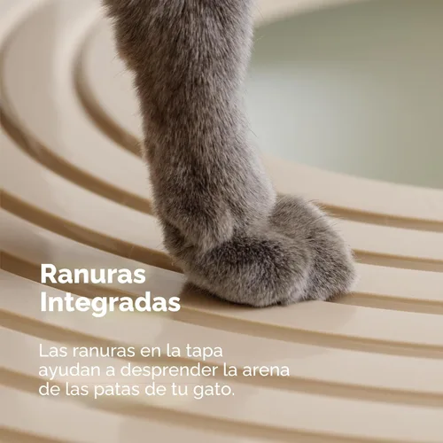 Miniatura 4 de IRIS USA - Caja de arena higiénica para gatos con entrada superior y pala de arena Blanco/Beige