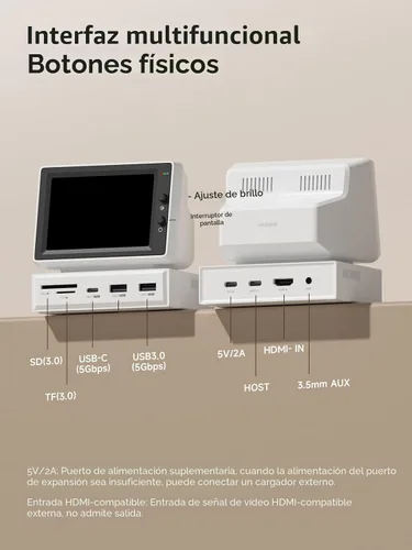 Miniatura 3 de Hagibis Mini pantalla IPS USB de 3.5 pulgadas con concentrador USB C, monitor USB-C y HDMI, AIDA64, Mini PC, CPU, RAM, HDD, monitor de datos