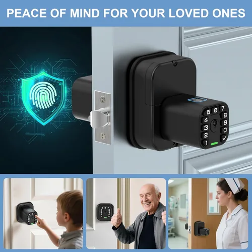 Miniatura 4 de Richelock IU53 Cerradura de puerta de huellas dactilares y teclado de doble cara, biométrica para todo clima, completamente impermeable con códigos