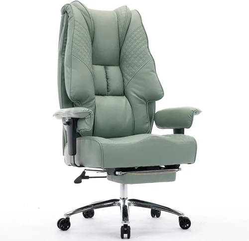 Miniatura 8 de EXCEBET Silla de oficina grande y alta de 400 libras de ancho, silla de oficina ejecutiva de cuero con respaldo alto con reposapiés, sillas Malla