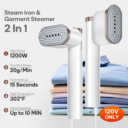 Miniatura 4 de Newbealer Vaporizadores de mano para ropa, 2 niveles de vapor, vapor horizontal y vertical, portátil para viajes y uso doméstico