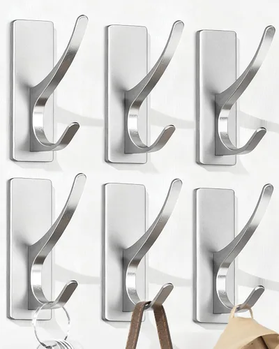 Miniatura 18 de Ganchos autoadhesivos para colgar: gancho de pared de acero inoxidable resistente para toallas, mochilas, sombreros, baño, recámara, puerta, gancho