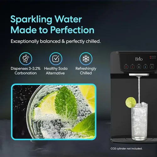 Miniatura 3 de Brio Enfriador de agua Sparkling 600 para encimera, sistema de filtro de 2 etapas y esterilizador de agua UV, reduce PFAS y microplásticos, tanque