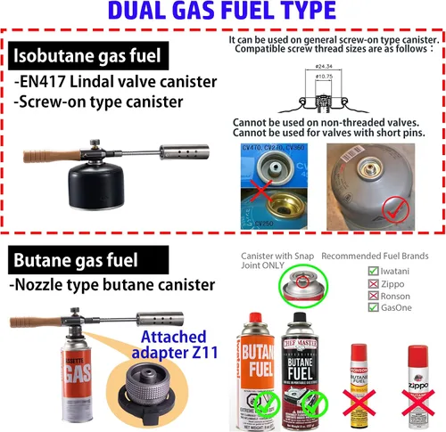 Miniatura 3 de Campingmoon - Antorcha para parrilla de campamento con cabezal de combustible doble, llama ajustable para principiantes de carbón con estuche