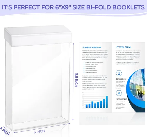 Miniatura 3 de Remerry 2 piezas de acrílico para folletos al aire libre de 6 x 9 pulgadas, caja de literatura transparente para montaje en pared con tapa blanca