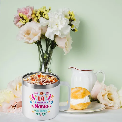 Miniatura 4 de R HORSE La Mejor Mama Del Mundo - Taza de café con aislamiento de doble pared con aislamiento de 14 onzas, taza de café resistente a derrames
