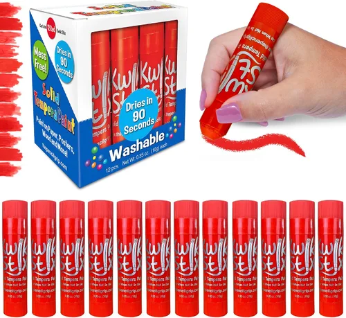 Miniatura 10 de Kwik Stix - Varillas de pintura de témpera sólidas, paquete de 12 unidades, color negro, lavables del mismo color, de secado rápido (90 segundos)