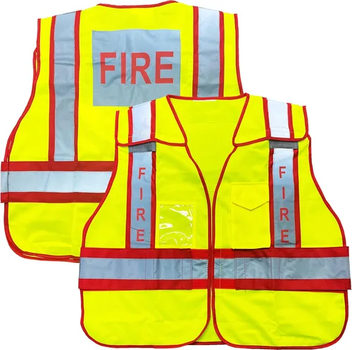 Miniatura 8 de VIEWBRITE Chaleco reflectante clase 2 para bomberos, color verde lima, chaleco de bomberos amarillo de alta visibilidad de 5 puntos