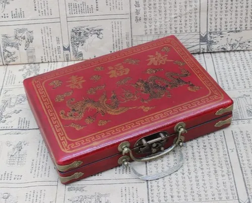 Miniatura 6 de Mini juego de viaje chino Mahjong Mahjong juego de viaje chino Mahjong juego de 144 azulejos Mahjong juegos con 2 dados de transporte estuche
