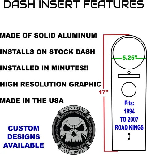 Miniatura 3 de Kustom Cycle Parts Inserto de consola de panel de tablero de metal de $100 Bill Compatible con Harley Davidson Road Kings de 1994 a 2007