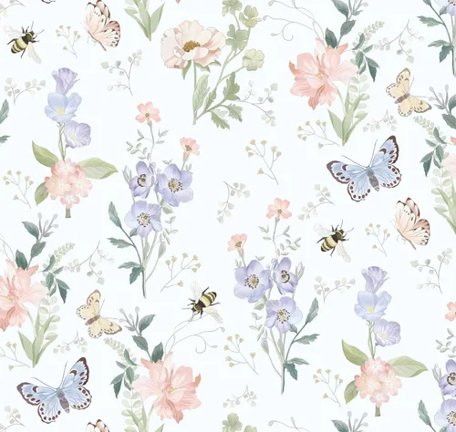 Miniatura 12 de Timeet Papel tapiz vintage para despegar y pegar, papel tapiz floral bohemio, papel de contacto de mariposa, papel de pared autoadhesivo extraíble