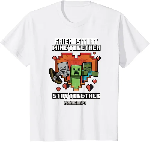 Miniatura 20 de Minecraft Camiseta de San Valentín Friends That Mine Together Mobs, Negro