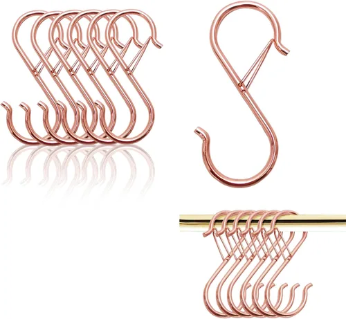 Miniatura 10 de Ganchos en S para colgar, resistentes con diseño de hebilla de seguridad, ganchos en forma de S para utensilios de cocina, sartenes, barra